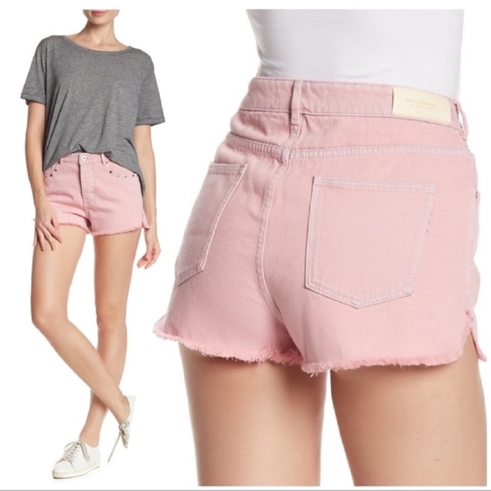 Scotch & Soda Amsterdam Blauw Never Look Back Pink Denim Shorts Size 29